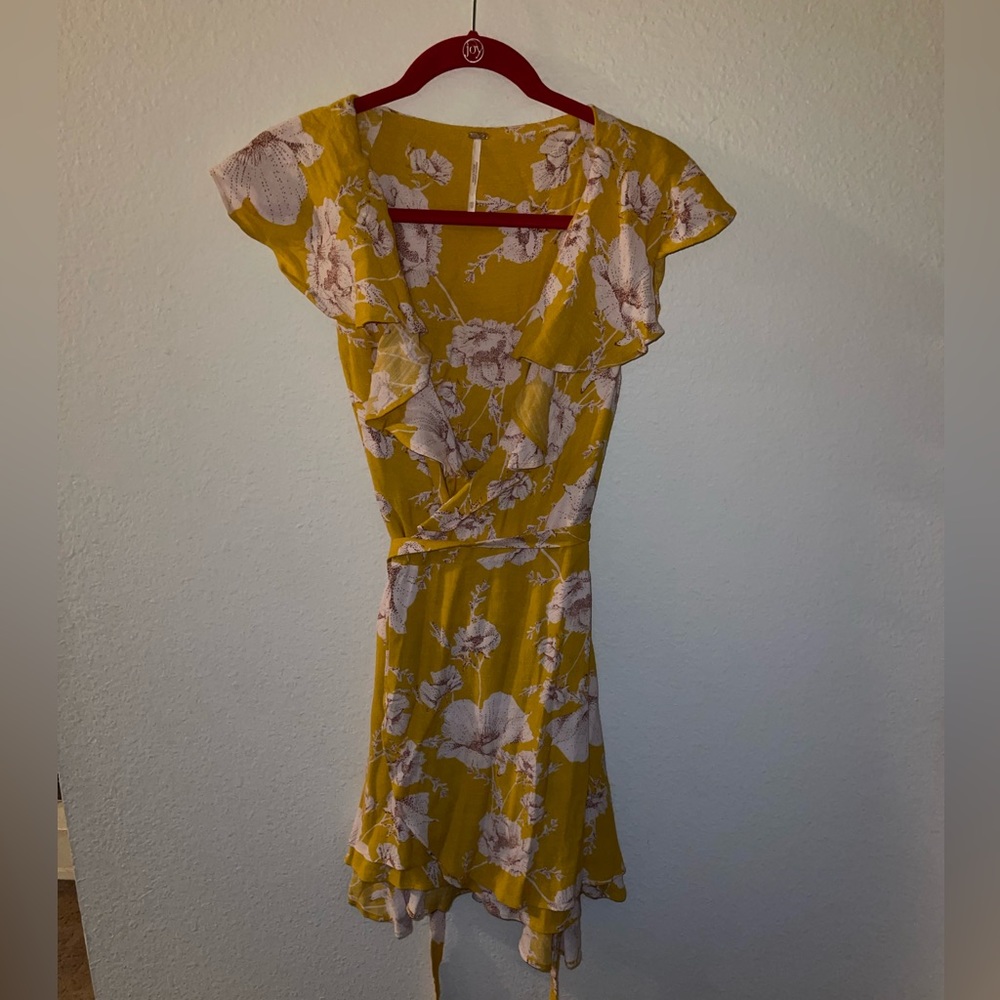 Yellow Floral Free People Wrap Dress